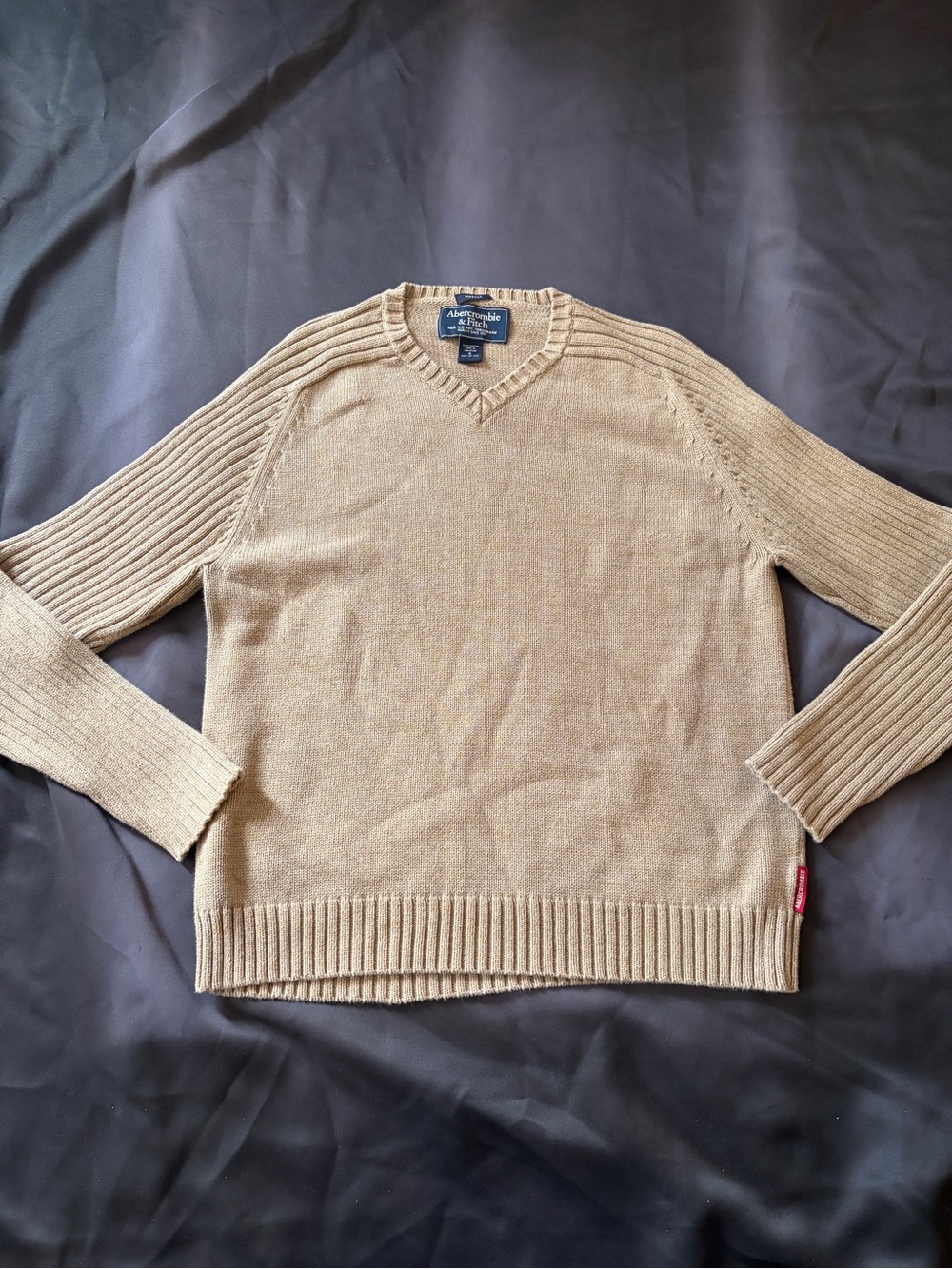 Abercrombie & Fitch Men's V-Neck Sweater in Tan